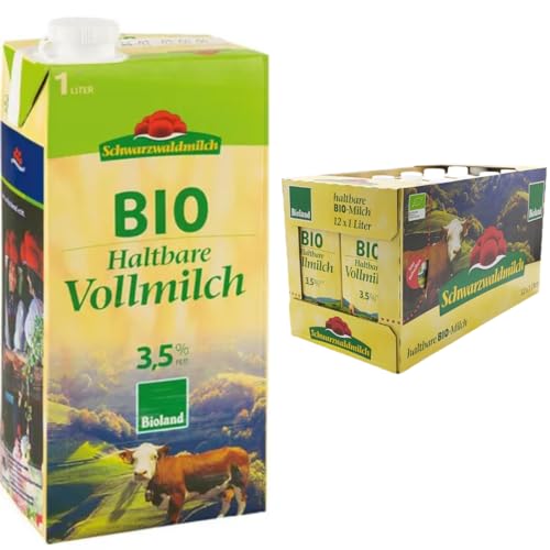 Schwarzwaldmilch Milch fettarme H-Milch 3,5% Fett, Haltbare Milch, je 1 Liter, 12 Stück+ pufai von Pufai