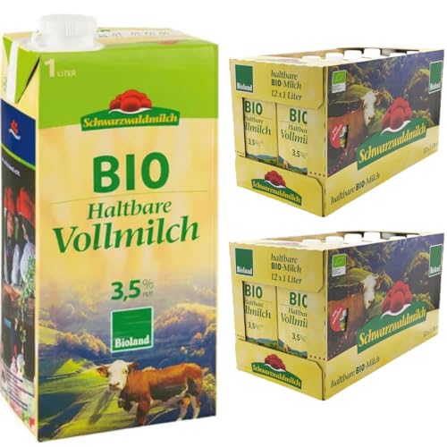 Schwarzwaldmilch Milch fettarme H-Milch 3,5% Fett, Haltbare Milch, je 1 Liter, 24 Stück+ pufai von Pufai