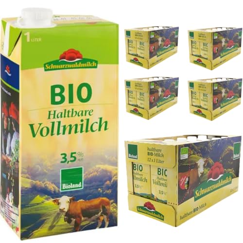 Schwarzwaldmilch Milch fettarme H-Milch 3,5% Fett, Haltbare Milch, je 1 Liter, 60 Stück+ pufai von Pufai