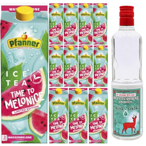 St. Hubertus Likör Geschenk (500 ml), Pfanner Ice Tea Eistee Wassermelone 2000 milliliter x 12 STÜCK mit Pufai Grocery von Pufai