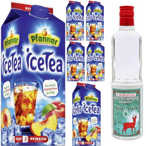 St. Hubertus Likör Geschenk (500 ml), Pfanner Ice Tea Pfirsich 2000 milliliter x 6 Stück mit Pufai Grocery von Pufai