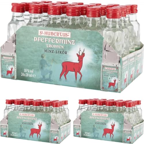 St. Hubertus Pfefferminz Tropfen Minz Likör 72 Flasche x 20 Milliliter + Pufai von Pufai