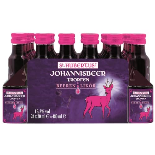 St. Hubertus Tropfen Johannisbeer Likör Beeren Likör 24 x 20 Milliliter + Pufai von Pufai