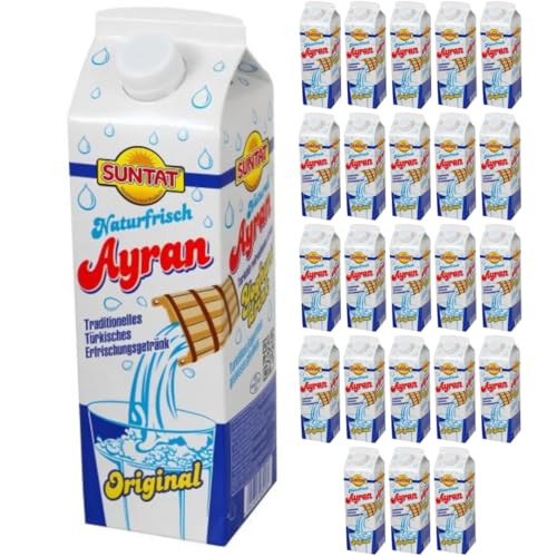 Suntat, Joghurtgetränk Ayran anatolischer Joghurt-Drink Nach Anatolischer Art, Sonderproduktionsgetränk 1000 Mililiter x 24er von Pufai