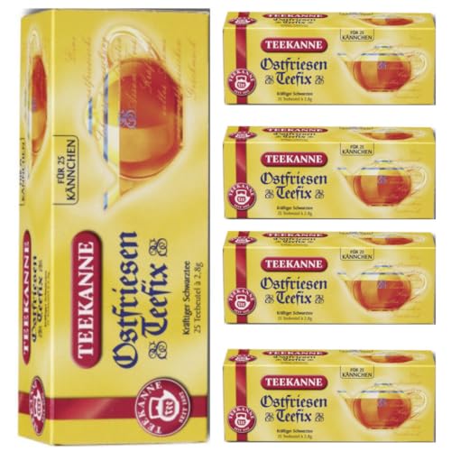 Teekanne Ostfriesen Teefix Schwarzer Tee 25 Teebeutel x 2.8 gramm x 5 er Pack von Pufai