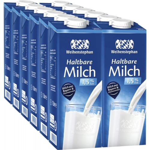 Weihenstephan Haltbare Milch 1,5% 1000 mililiter X 12 STÜCK mit Pufai Überraschungsgeschenk, von Pufai