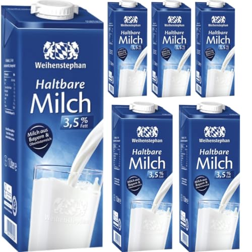 Weihenstephan Haltbare Milch 3,5% Fett Milch 1000 mililiter X 6 STÜCK mit Pufai kostenlosem Überraschungsgeschenk von Pufai