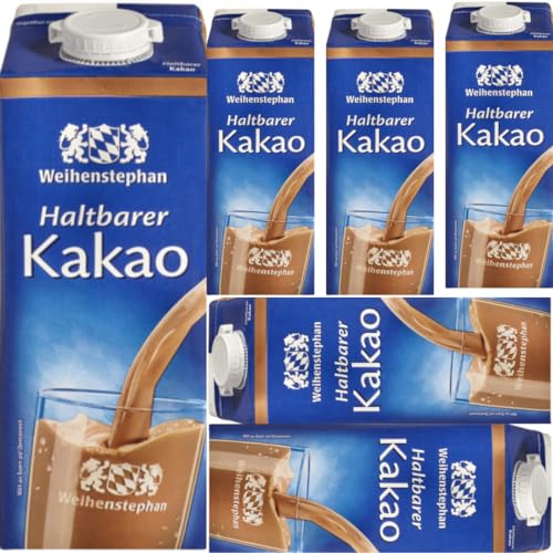 Weihenstephan Haltbarer Kakao Drink Kakao Schokoladenmilch 1000 milliliter x 6 Stück von Pufai