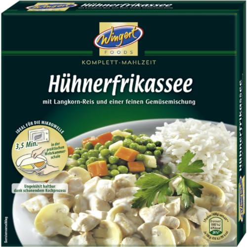 Wingert Foods Hühnerfrikassee mit Langkorn-Reis und einer feinen Gemüsemischung aus Erbsen, Möhren und Spargel 480 Gramm von Pufai