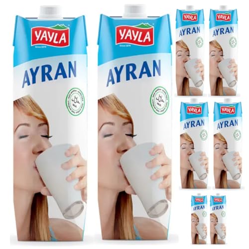 Yayla, Joghurtgetränk Ayran anatolischer Joghurt-Drink Nach Anatolischer Art, Sonderproduktionsgetränk 1000 ml X 8 STÜCK von Pufai