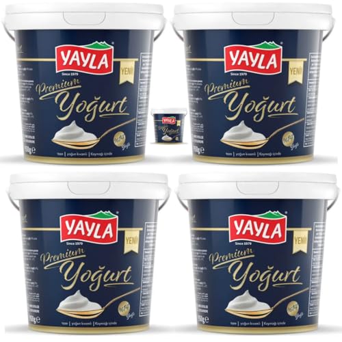 Yayla Premium Sahnejoghurt türkischer Art (14% Fett) Joghurt Naturjoghurt mit Sahne 950 gr x 5 Stück von Pufai