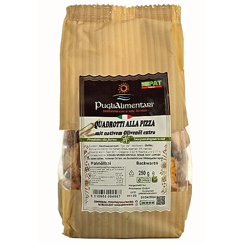 Quadrotti alla Pizza, Knusper-Quadrate nach Pizza-Art, Puglialimentari, 250 g von Puglialimentari