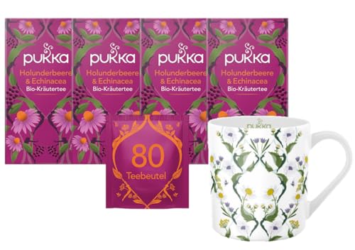 Pukka - Bio-Früchtetee "Holunderbeere & Echinacea" - 4 x 20 Teebeutel (Holunderbeere, Echinacea, Anissamen, Ingwer) inkl. Pukka Tasse von Pukka