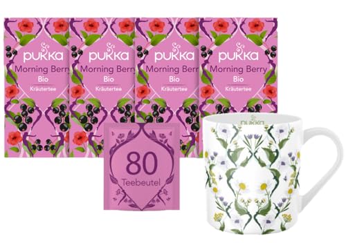 Pukka - Bio-Früchtetee "Morning Berry" - 4 x 20 Teebeutel (Schwarze Johannisbeere, Roobios, Brombeeren, Ginseng) inkl. Pukka Tasse von Pukka