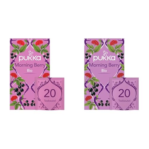 Pukka | Bio-Früchtetee "Morning Berry" | Schwarze Johannisbeere, Rooibos, Brombeeren, Ginseng | für einen aktiven Lebensstil | 2er Pack | 20 Teebeutel von Pukka