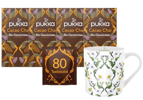 Pukka - Bio-Gewürztee "Cacao Chai" - 4 x 20 Teebeutel (Kakao, Zimt, Kardamom, Zichorienwurzel) inkl. Pukka Tasse von Pukka