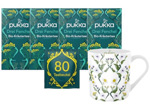 Pukka - Bio-Kräutertee "Drei Fenchel" - 4 x 20 Teebeutel (Süßfenchelsamen, Wilder Fenchel und Fenchelblätter) inkl. Pukka Tasse von Pukka