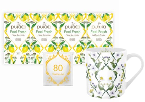 Pukka - Bio-Kräutertee "Feel Fresh" - 4 x 20 Teebeutel (Bio-Zitronen, Süßfenchelsamen und Tulsiblätter) inkl. Pukka Tasse von Pukka