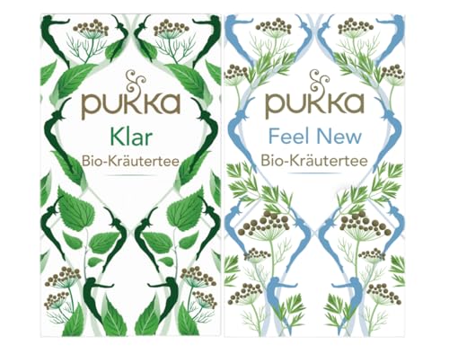 Pukka - Bio-Kräutertee "Frischer Start" - Tee Mix - 40 Teebeutel (20 x Klar, 20 x Feel New) von Pukka