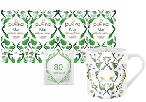 Pukka - Bio-Kräutertee "Klar" - 4 x 20 Teebeutel (Fenchel, Aloe Vera, Pfefferminze, Löwenzahn und Brennnessel) inkl. Pukka Tasse von Pukka