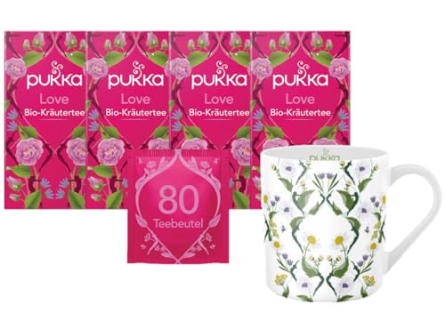 Pukka - Bio-Kräutertee "Love" - 4 x 20 Teebeutel (Kamille, Lavendel und Rose) inkl. Pukka Tasse von Pukka