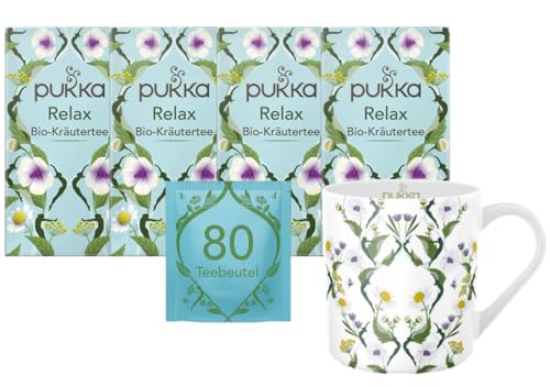 Pukka - Bio-Kräutertee "Relax" - 4 x 20 Teebeutel (Kamille, Kardamom und Fenchel) inkl. Pukka Tasse von Pukka