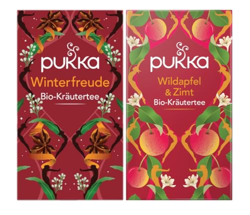 Pukka - Bio-Kräutertee "Winterzeit" - Tee Mix - 40 Teebeutel (20 x Winterfreude, 20 x Wildapfel & Zimt) von Pukka