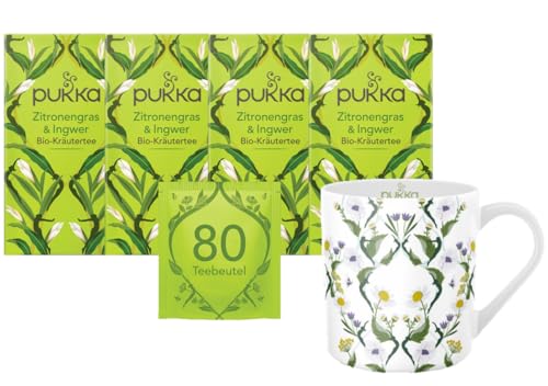 Pukka - Bio-Kräutertee "Zitronengras & Ingwer" - 4 x 20 Teebeutel (Zitronengras, Ingwer und Süßholz) inkl. Pukka Tasse von Pukka