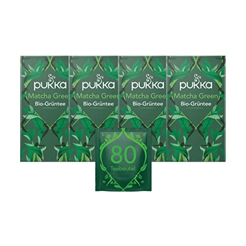 Pukka Tee Set, Bio-Grüntee "Matcha Green", Grüner Tee, Matcha, Für grünen Schwung in deinem Alltag, 4er Pack, 80 Teebeutel von Pukka