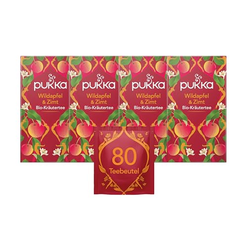 Pukka Bio-Tee Wildapfel & Zimt 80 Teebeutel, 4er Pack (4 x 20 Beutel) von Pukka