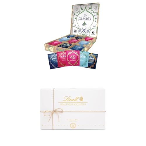 Pukka Selection Box "Relax" 5 Tee Varianten 45 Teebeutel & Lindt Schokolade - Hochfein Pralinen 500 g mit 50 Pralinen von Pukka