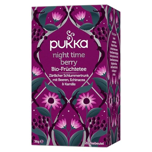 Pukka Tee, Bio-Früchte-Kräutertee "Night Time Berry", Kamille, Lavendel, Echinacea, Holunderbeere, Für eine friedliche Abendruhe, 20 Teebeutel von Lipton