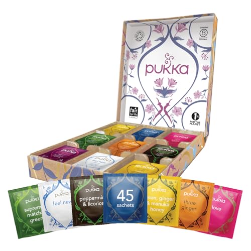 Pukka Tee Geschenkset, Bio Selection Box "Lieblingstee", Manuka Honig, Grüner Tee, Ingwer, Tee Set, Geschenkidee, 9 Varianten, 45 Teebeutel von Pukka