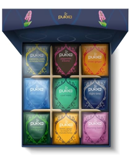 Pukka Tee Geschenkset, Bio Tee Box, Nachhaltiges, Tee Set, Ideal für jeden Moment, Geschenkidee, 9 Varianten, 45 Teebeutel von Pukka