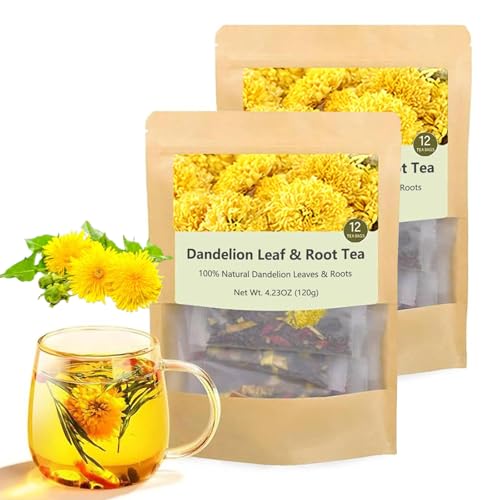 Dandelion Leaf & Root Tea, Dandelion Leaf and Root Tea, Organic Dandelion Leaf & Root, Supports Kidney Function and Healthy Digestion, Caffeine Free, 12 Tea Bags (2 Bags) von Pukmqu