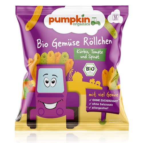 Pumpkin Organics Kindersnack Bio Gemüse Röllchen Baby- und Kindersnacks ohne Zusatzstoffe ab dem 12. Monat - allergenfreier² und glutenfreier² Knuspersnack für Kinder von Pumpkin Organics