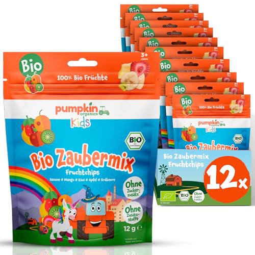 Pumpkin Organics gefriergetrocknete Bio Zaubermix Fruchtchips aus 100% Bio Zutaten - Kindersnack (3+ Jahre) ohne Zuckerzusatz¹ und im praktischen wiederverschließbaren Beutel von Pumpkin Organics