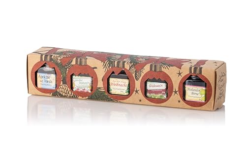 Puntzelhof Weihnachts Genuss-Box – Feinkost Geschenk-Set, 5x50g erlesener und handgemachter Fruchtaufstrich, Allgäuer Delikatessen mit Weihnachtlicher Geschenkverpackung von Puntzelhof Allgäuer Delikatessen