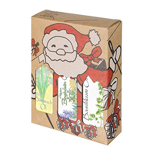 Weihnachts Genuss Box - Feinkost Geschenk-Set - 3 x 100 Milliliter Öl - Allgäuer Delikatessen in weihnachtlicher Geschenkverpackung von Puntzelhof Allgäuer Delikatessen