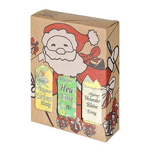 Weihnachts Genuss-Box - Feinkost Geschenk-Set - 3 x 100ml Feinkost Essige- Allgäuer Delikatessen in weihnachtlicher Geschenkverpackung von Puntzelhof Allgäuer Delikatessen