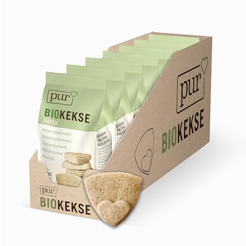 Pur Bio Kekse mit Hafer, 7 x 125g Beutel, Haferkekse Großpackung, leckerer veganer Snack als Knabberartikel, Keksgebäck aus nur 5 natürlichen Zutaten, bio, vegan von Pur