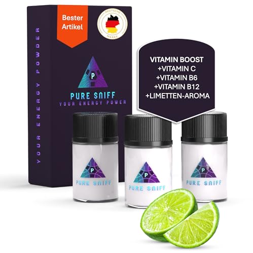 Pure Sniff Vitamin 3er Pack – der Deutsche Energy Sniff – die effektive Alternative zum Energy Drink – Energy Schnupfpulver – schneller fokussiert & wach – Über 120 Sniffs von Pure Sniff