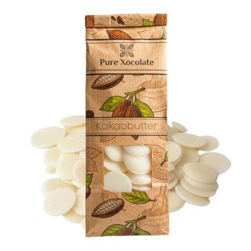 Pure Xocolate Premium Bio Kakaobutter Chips – Vegan, Glutenfrei & Zuckerfrei | Ideal für Schokolade selber machen, Backen & Kochen (120g) von Pure Xocolate