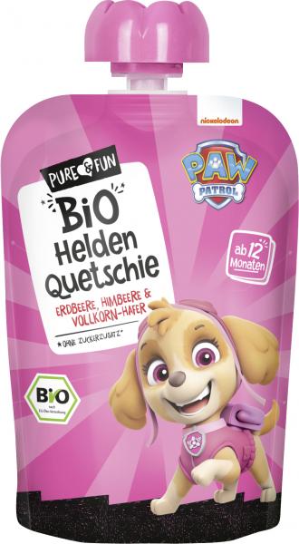 Pure & Fun Bio Helden Quetschie Pink Erdbeere-Himbeere & Vollkorn-Hafer von Pure & Fun