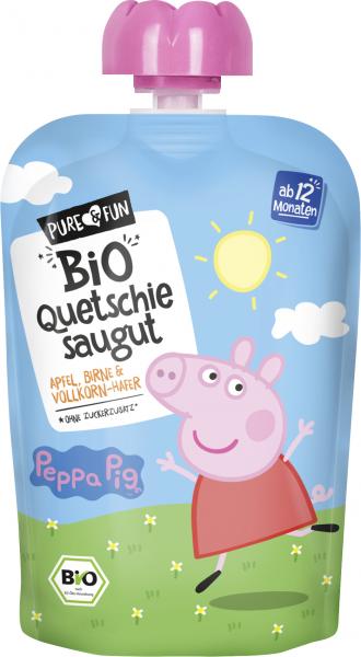 Pure & Fun Bio Quetschie saugut Peppa Pig Apfel-Birne & Vollkorn-Hafer von Pure & Fun