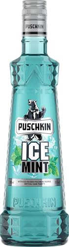 Puschkin | Ice Mint | Eisig-frischer Pfefferminzlikör mit intensivem Geschmack | Perfekt pur oder als Basis für Cocktails | 0,7L | 15% Vol. von Puschkin