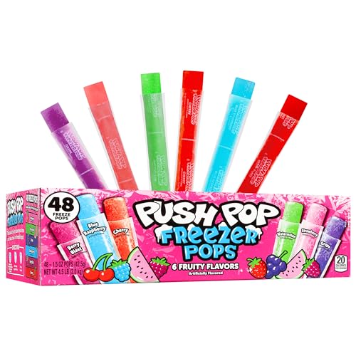 Push Pop Freezer Pops – Eis am Stiel, einzeln verpackt, Sortimentspackung – 6 klassische, fruchtige Geschmacksrichtungen – lustige farbige Eis-Pops für Partygeschenke, Groß-Snacks für Kinder und von Push Pop