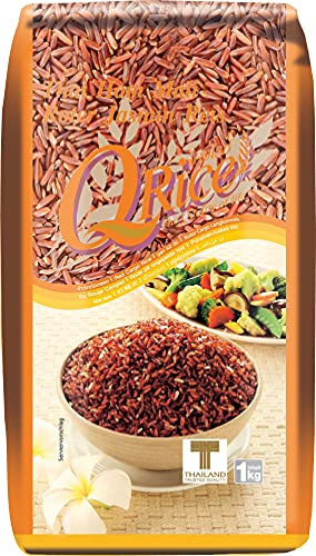 Q RICE Jasminreis, rot – Duftender Natur Langkorn Reis – Thai Hom Mali - 1 x 1 kg von Q Rice