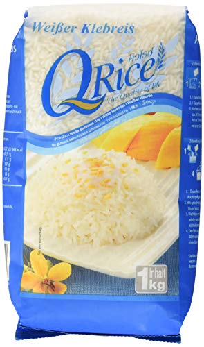 Q RICE Klebreis – Weißer, klebriger Langkornreis – Ideal für die asiatische Küche & für Desserts – 2 x 1 kg von Q Rice