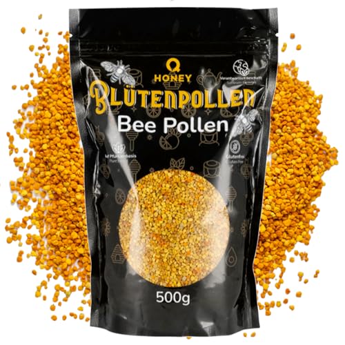 Q HONEY Blütenpollen 500g – Bee Pollen in Premium-Imkerqualität – Bienenpollen, reich an Vitaminen und Nährstoffen, zur Unterstützung des Immunsystems und Wohlbefindens – Natürliches Superfood von Q honey